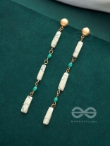 Marble-lous - Blue and White Stone Studded Golden Earrings