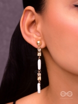 The Gleaming Snowfall- White Stone Studded Golden Earrings