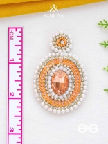 Vitanka - The Beautiful Ovals - Sequins, Stones And Beads Hand Embroidered Earrings (Carrot Orange)