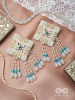 Vivarta - The Blue Sky - Stones, Glass Drops And Glass Beads Hand Embroidered Earrings 