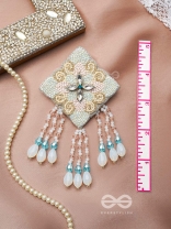 Vivarta - The Blue Sky - Stones, Glass Drops And Glass Beads Hand Embroidered Earrings 