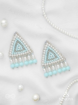 Suchyagra- The Eternal Pyramid-  Pearls, Beads and Glass Beads Embroidered Earrings (Sky Blue)