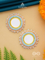 Nimrukti- The Setting Sun- Resham, Mirror and Beads Embroidered Earrings