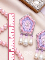 Abhedya- The Radiant Diamond- Sequins, Pearls and Glass Beads Embroidered Earrings (Rose Pink)