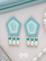 Avisha- The Blue Ocean- Sequins and Pearl Drops Embroidered Earrings