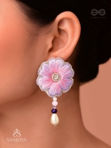 Manika- The Beautiful Flower- Resham and Pearl Drops Embroidered Earrings 