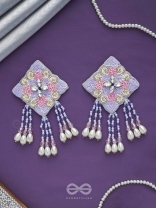 Chatushka- The Graceful Square- Sequins, Stones and Glass Beads Embroidered Earrings 