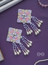 Chatushka- The Graceful Square- Sequins, Stones and Glass Beads Embroidered Earrings 