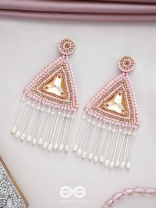 Akshkarna - The Exquisite Triangle - Beads And Stones Hand Embroidered Earrings