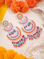 Tricit - The Three-Layered - Beads And Sequins Hand Embroidered Earrings