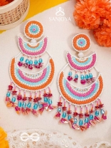 Tricit - The Three-Layered - Beads And Sequins Hand Embroidered Earrings