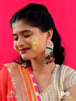 Unmish - The Budding Blossoms - Beads, Cutdana And Sequins Hand Embroidered Earrings