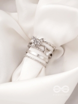 Moons n Butterfly- Set of 4 Silver Rings