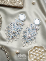 Rasayana- The Elixir Rain- Mirror and Pearls Embroidered Earrings