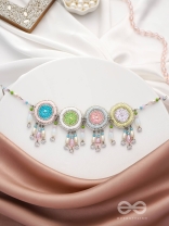 Dhyatva - The Colorful Reflections - Sequins, Glass Drops And Cutdana Hand Embroidered Choker Neckpiece