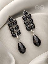 The Grapevine- Embellished Oxidized Earrings (Black)