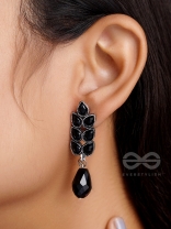 The Grapevine- Embellished Oxidized Earrings (Black)