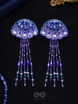 Nidusha- The Enigmatic Fish - Stones and Sequins Embroidered Earrings