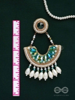 SHRINGA- THE BEAUTIFUL CRESCENT- PEARLS AND STONES EMBROIDERED EARRINGS