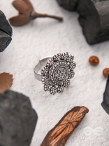 Bed of Roses- Oxidised Statement Ring