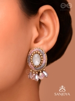 Arkasman- The Crystal Ball- Stones and Beads Embroidered Earrings 