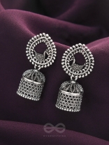 The Heavenly Swing- Oxidised Jhumka Earrings