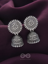 The Sheeny Sun- Oxidised Jhumka Earrings