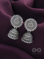 The Sheeny Sun- Oxidised Jhumka Earrings