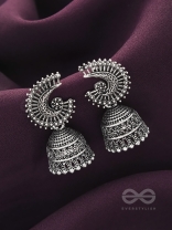 The Sterling Shell- Oxidised Jhumka Earrings