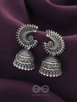 The Sterling Shell- Oxidised Jhumka Earrings