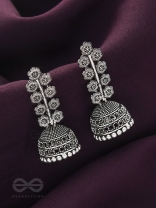 The Flower Branch- Oxidised Jhumka Earrings