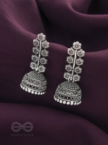 The Flower Branch- Oxidised Jhumka Earrings