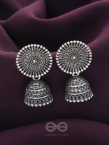 The New Moon- Oxidised Jhumka Earrings