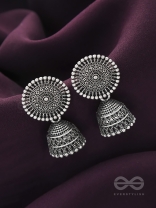 The New Moon- Oxidised Jhumka Earrings