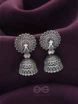 The Peacock's Paradise- Oxidised Jhumka Earrings