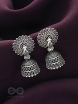 The Peacock's Paradise- Oxidised Jhumka Earrings