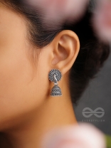 The Peacock's Paradise- Oxidised Jhumka Earrings