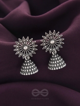 The Silver Sunbeams- Oxidised Jhumka Earrings
