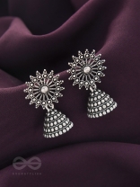 The Silver Sunbeams- Oxidised Jhumka Earrings