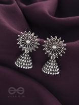 The Silver Sunbeams- Oxidised Jhumka Earrings