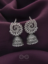The Peacock Crown- Oxidised Jhumka Earrings