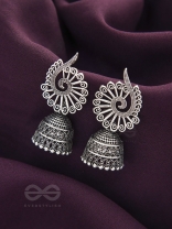 The Peacock Crown- Oxidised Jhumka Earrings