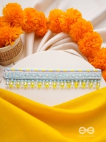 Kelih - Garden Of Sky - Resham, Cutdana And Glass Drops Hand Embroidered Choker Neckpiece