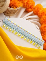Kelih - Garden Of Sky - Resham, Cutdana And Glass Drops Hand Embroidered Choker Neckpiece