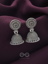 The Spotted Sun- Oxidised Jhumka Earrings