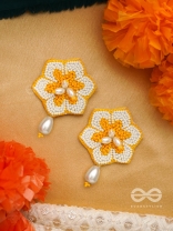 Elaana- The Charming Marigold- Pearls and Resham Embroidered Earrings