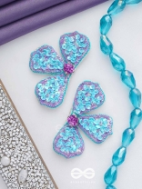 kuvalaya- The Blue Bloom- Stones and Sequins Embroidered Earrings