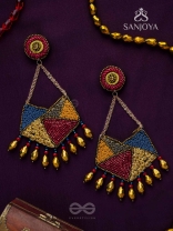 Dyuvan- The Colorful Paradise- Resham and Glass Beads Embroidered Earrings