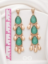 The Emerald Elegance- Golden Embellished Earrings