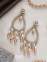 Ashvasya - The Boundless Beauty -  Pearl And Glass Drops Hand Embroidered Earrings (White)